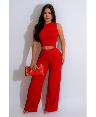 Lady In Red Pant Set